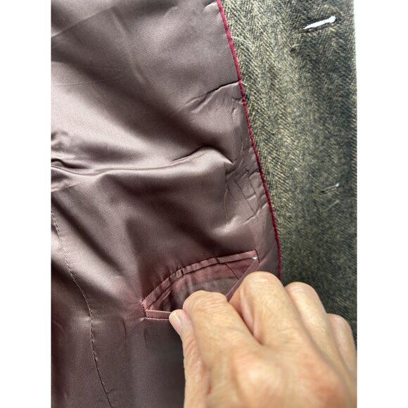 CHERESKIN Blazer Mens 44R Brwn Herringbone Camel Hair Blend Sport Coat Italy Vtg - Picture 14 of 16